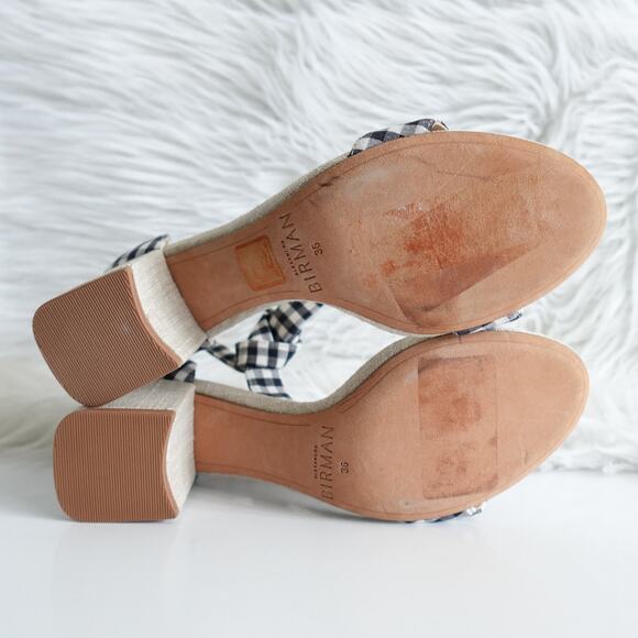 Alexandre Birman Clarita 60 Gingham Plaid Canvas Tie Open Toe Sandal Block Heels - Picture 11 of 12